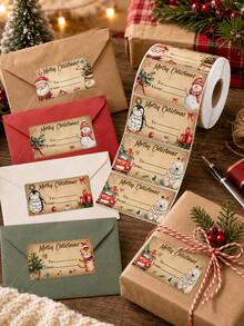 Christmas Gift Tags, Christmas Gift Labels, Vintage Style Christmas Gift Decoration, Party Supplies, Wrapping Paper Decoration - Multicolor - View 1
