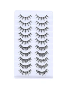 Wispy 10 Pairs Mixed Color False Eyelash Clusters Set, Curly Soft Single Cluster Lashes, Transparent Invisible Stem, 3D Faux Mink DIY Reusable, Suitable For Daily Eye Makeup - Black - View 2