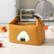 1pc Multi-Color Cute Smiling Face Rice Ball Print Lunch Bag, Insulated Bento Box Bag, Handheld Storage Bag, Thickened Large Capacity Portable Lunch Bag For Students, Office Workers, Moms, Commuting, Picnic And Outdoor - Lunch Bag - View 16