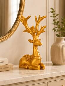 2pcs White Deer Home Decor, One Standing And One Lying, Modern Minimalist Design, Suitable For Living Room, Entryway, Study, Fireplace And Christmas Table Decoration - A - View 6