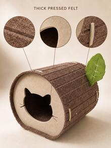 Papan Penggaruk Kucing, 2-in-1 Rumah Penggaruk Kucing & Tempat Tidur Gua Kucing dari Felt, Cocok untuk Kucing dan Anak Kucing Dalam Ruangan, Tempat Tidur Kucing Tertutup Berbentuk Batang Pohon, Dapat Menggaruk, Bermain, dan Tidur, 15,7 Inci (40 cm), 1 buah - Satu-Ukuran - View 5