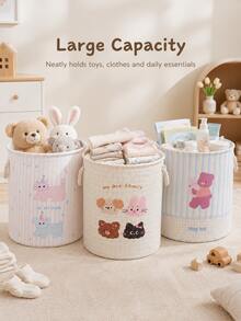 Fabric Storage Basket With Rope Handles, Animal Print Round Storage Box, Open Top Storage Bin, Can Store Clothes, Blankets, Books And Daily Items, Suitable For Bedroom, Living Room, Game Room And Dorm Storage Decorative Storage Basket - Multicolor - View 9