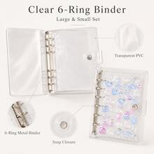 Kawaii Clear 6 Ring Binder Planner, Transparent PVC Loose Leaf Notebook Organizer With Cute Pastel Cover, A6/A5 Journal Diary Stationery For Notes & Scrapbooking - A5 - View 2