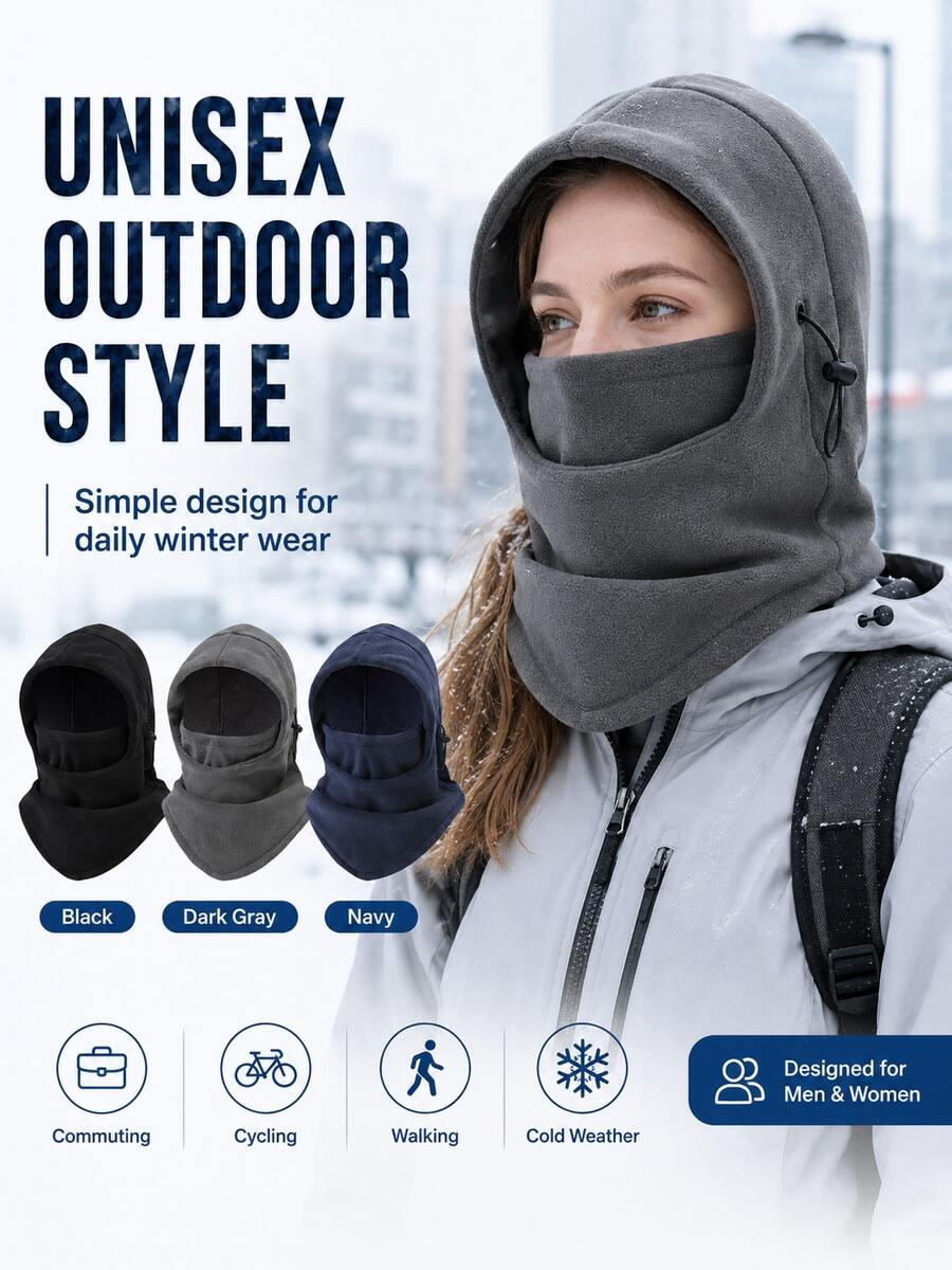 Outdoor Cycling Helmet, One-Piece Full-Coverage Warm Design, Soft And Comfortable, Adjustable Fit, Windproof And Cold-Proof, Unisex, Suitable For Cycling, Skiing, Commuting And Various Outdoor Activities In Autumn And Winter. - Multicolor - View 1