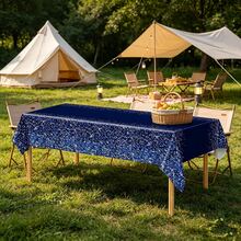 3pcs 137*274CM/54*108IN Party Decoration Disposable Tablecloth, Blue Gradient Gold Powder Pattern Tablecloth, Suitable For Various Theme Parties And Daily Decorative Use - Multicolor - View 3