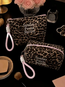 Mini Leopard Print Cosmetic Bag - Suitable For Women And Teachers | Cute Portable Handheld Makeup Organizer | Compact "Korean" Design | Ideal For Parties And Daily Use - Multicolor - View 18