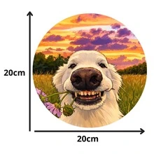 Sublimated Desk Mouse Pad With "I Am Ok" Cat Design - Round - View 2