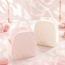 1pc Quilted Diamond Pattern Insulated Thermal Bag, Large Capacity Leak-Proof Tote Bag With Inner Pocket, Portable Storage Bag For Work, Picnic, Travel - Multicolor - View 1