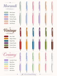 6 Colors/Box Acrylic Color Gel Pens Set, Retractable No-Bleed Layerable Drawing Pens, Cute Aesthetic Marking Pens For Journaling, Notes, Highlighting, Students, School Supplies & Art Supplies - Available In Multiple Colors - View 2