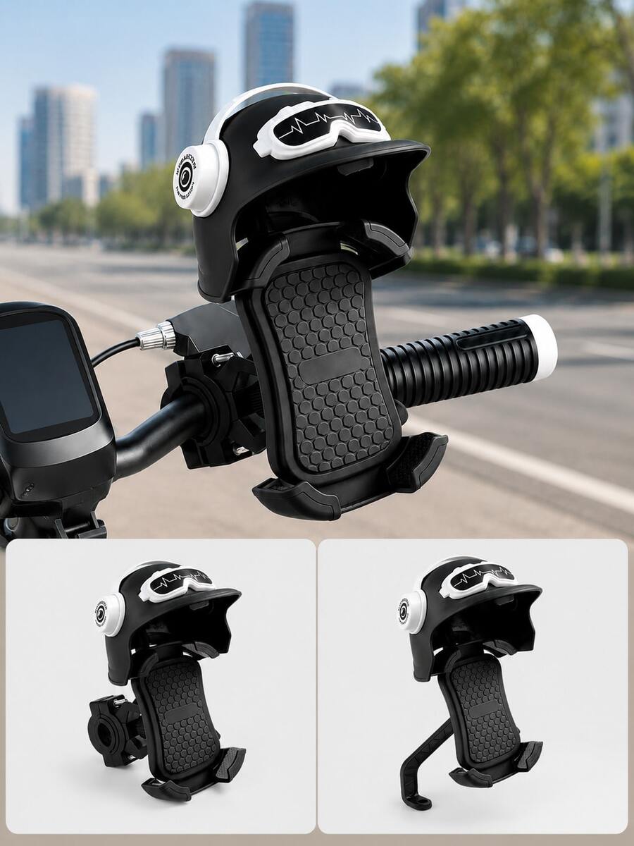 Motorcycle Phone Holder, Suitable For Scooter, Electric Bicycle, Bicycle Phone Mount, Helmet-Shaped Sunshade, 360° Rotating Anti-Shake Handlebar Phone Clip, Universal GPS Navigation Bracket, Compatible With 4.7-7 Inch Smartphones, ABS Nylon Material, Motorcycle Accessories - A - View 1