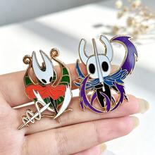 空洞騎士 Ghost & Enamel 琺瑯胸針，Silksong 遊戲角色金屬領飾針，背包與夾克裝飾飾品，遊戲粉絲禮物 - 彩色 - 查看 2