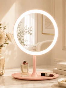 LED Makeup Mirror With Lights, Optional 3X Magnifying Suction Cup Mirror Set, 3 Lighting Modes, Tabletop Makeup Mirror, Vanity Mirror With Storage Base, Touch Control, 320mAh Battery, Suitable For Home, Bedroom And Travel Use, Ideal Holiday Gift - Multicolor - View 13