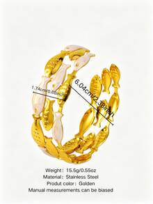 VceTd 1 buah Gelang Bangle Terbuka Stainless Steel Desain Ikan Enamel Warna-warni Gaya Lucu untuk Wanita, Cocok untuk Pernikahan, Perjalanan atau Hadiah Hari Valentine untuk Orang Tercinta - Yellow Gold - View 14