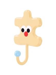 1pc Dopamine Cartoon Puzzle Adhesive Hook, No-Drill Wall Hook For Entry Door, Kitchen, Bathroom, Key Holder - Multicolor - View 12