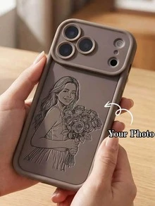 可客製化線條藝術設計手機殼，卡通圖案，相容 iPhone 18 17 16 15 14 13 12 11 Pro Max 及 Plus 系列，適合家庭、情侶、寵物、朋友個人肖像圖像客製化，相容 Galaxy S26 S25 S24 S23 S22 Ultra Plus A56 A55 A54 A53 A35 A15 A14 5G 裝置 - 卡其色 - 查看 7