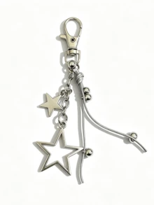 1pc Metal Cool Style Five Pointed Star Backpack Hanging Accessories, Wearing Accessories, Small Pendants, Jeans Chains - Silver - View 6