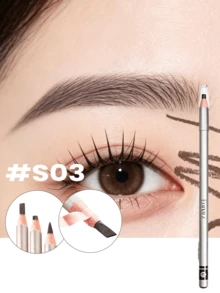 Pensil Alis Eunarz, Pigmen Tinggi, Tahan Air, Tahan Lama, Goresan Alis Realistis Seperti Rambut, Alat Rias Kontur Alis - #S03 HITAM - View 2
