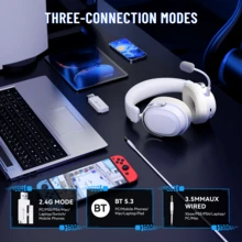ATTACK SHARK L30PRO Wireless Gaming Headset, 7.1 Surround Sound, 50mm Driver Unit, 20ms Low Latency, Detachable Noise-Cancelling Microphone, Aluminum Alloy Body, Four Connection Modes - View 4