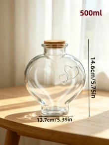 1pc Multi-Style Cork Stopper Glass Decorative Jar Heart Star Wish Glass Bottle DIY Handmade Display Bottle Home Desktop Gift Decoration Ornament Jar High Transparency Clear Decorative Bottle - Multicolor - View 18