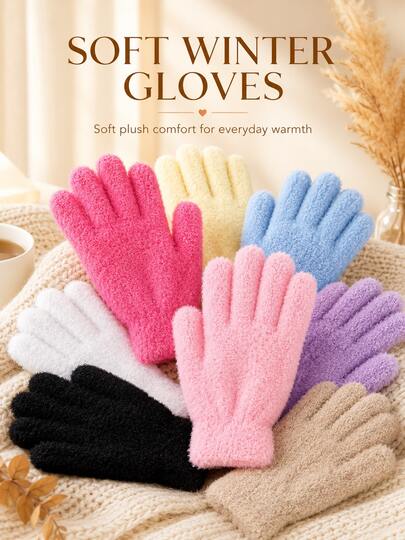 "Dopamine-Style" Warm Gloves-Soft, Skin-Friendly, Fluffy, And Brightly Colored; Unisex, Suitable For Autumn And Winter; Perfect For Halloween And Christmas Outfits, As Well As Daily Commuting And Outdoor Activities.
