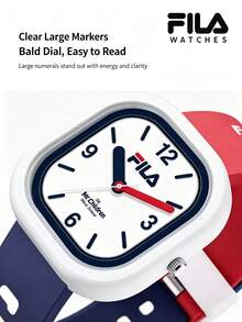 FILA FLS38-6699-001 Quartz Watch, Exam-Ready Wristwatch, Unisex, Minimalist Plastic Dial, PU Strap, Red/Blue - Red and Blue - View 3