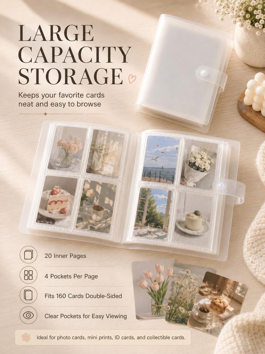 1pc 3-3.5 Inch K-POP Photo Card Album 4-Slot Photo Card Storage Book Anime Game Card Book Can Store K-Pop Cards/Sports Cards/Baseball Cards - A - View 1