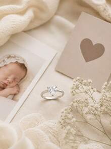 Newborn Photography Ring Prop Heart-Shaped Crystal Ring Baby Milestone Commemorative Photo Shooting Accessory - Multicolor - View 3