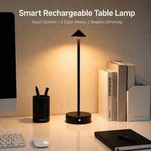 LED Wireless Touch Desk Lamp, 1800mAh Lithium Battery - USB Rechargeable, With Sensitive Touch Sensor Switch, 3-Color Adjustable Light, Multi-Function Lighting Decor, Compact Night Light, Modern Home Decor, Suitable For Living Room/Bedroom/Study/Office/Entryway And More - Desk Lamp - View 1
