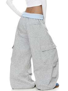 Women's Drawstring Waist Casual Versatile Daily Wear Cargo Pants - Multicolor - View 2
