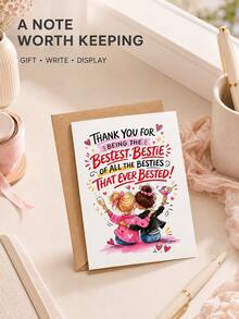 1pc Best Friend Greeting Cards, Birthday Thank You Gratitude Cards With Envelopes, Unique Friendship Birthday Gift Cards For Women Bestie - View 3