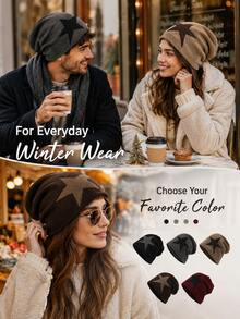 1pc Men's Star Jacquard Knit Beanie With Warm Lining - Multicolor - View 2
