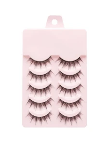5 Pairs Eyelash Cluster Set, Voluminous Curly Soft Single Cluster False Eyelashes, 3D Faux Mink DIY Cluster Lashes, Reusable Comfortable Style, Suitable For Daily Eye Makeup - Black - View 6