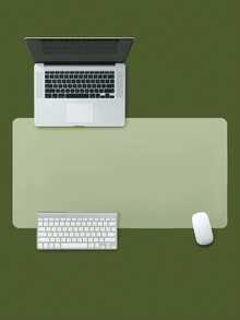 1pc 60cm/90cm Pure Green Mouse Pad Laptop Desk Mat Waterproof Leather Easy To Clean Keyboard Pad Mouse Pad - Solid Green Mouse Pad - View 1