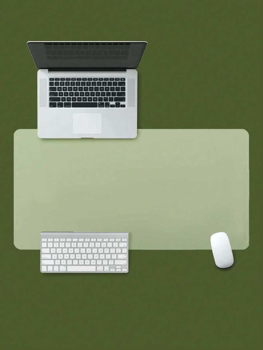 1pc 60cm/90cm Pure Green Mouse Pad Laptop Desk Mat Waterproof Leather Easy To Clean Keyboard Pad Mouse Pad - Solid Green Mouse Pad - View 1