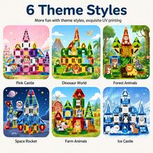 33/39pcs Magnetic Building Blocks - Mini Magnetic Tiles 5 Themes Set, Travel Portable Iron Box, Montessori Educational Learning DIY Toy, STEM Creative Assembly Game, Sensory Toy, Suitable For Boys And Girls Birthday Party Gift, Classroom Prize, Halloween, Christmas Gift - Multicolor - View 9