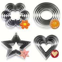 5/20Pcs Stainless Steel Cookie Cutters Set, Heart Flower Round Star Multi‑Size Biscuit Molds, Reusable Cutting Molds For Dough Fruit Vegetable Fondant Clay DIY Baking Craft - View 2