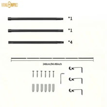 1pc Black Window Curtain Rod Set With Brackets, Adjustable Length, 1.6cm Diameter Metal Rod, Easy Installation Supports, Modern & Minimalist Style, Matte Black Design, Suitable For Sheer Bathroom Curtains Home Bathroom Decor Fall Decor Bathroom Accessories Back To School - Multicolor - View 15
