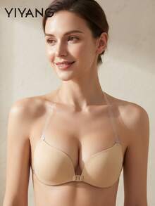 YIYANG 2/1 Pair Of Invisible Adhesive Bras With Transparent Shoulder Straps, Lifting And Shaping Small Breasts, And Thin Nipple Covers. - Multicolor - View 2