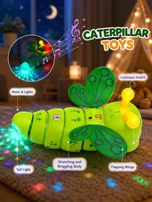 Caterpillar Music Toy With Beautiful Music And Flashing Lights, 360° Stunt Rotation, Early Learning Sensory Toy, Music Interaction, Perfect Gift Choice For Boys And Girls On Holidays And Birthdays - Multicolor - View 5
