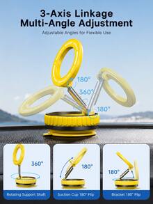 Magnetic Car Phone Holder, Vacuum Suction Cup Phone Mount, 360° Rotating Foldable Dashboard Phone Holder, Strong Magnetic Car Navigation Mount, Convenient Car Accessory, Phone Holder - Multicolor - View 3