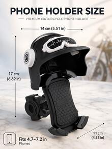 Motorcycle Phone Holder, Suitable For Scooter, Electric Bicycle, Bicycle Phone Mount, Helmet-Shaped Sunshade, 360° Rotating Anti-Shake Handlebar Phone Clip, Universal GPS Navigation Bracket, Compatible With 4.7-7 Inch Smartphones, ABS Nylon Material, Motorcycle Accessories - A - View 9
