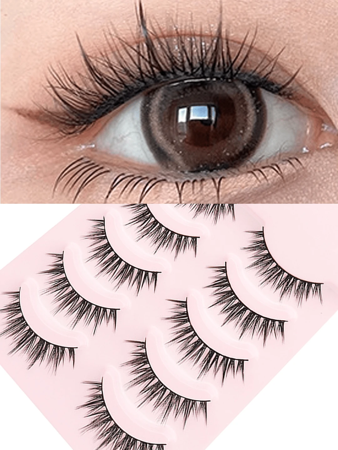 5 Pairs Eyelash Cluster Set, Voluminous Curly Soft Single Cluster False Eyelashes, 3D Faux Mink DIY Cluster Lashes, Reusable Comfortable Style, Suitable For Daily Eye Makeup - Black - View 1