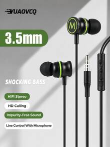 YUAOVCQ Wired In-Ear Headphones, Large Dynamic Driver Unit HiFi Sound Quality, High-Definition Call Microphone, 3.5mm Or Type-C Interface, Comfortable Fit, 1.2m Wired Earphones, Suitable For Smartphones, Computers, Game Consoles - View 11