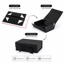 1pc Ribbon Gift Packaging Box, Folding Gift Box With Bow Tie, Craft Gift Box For Cosmetic, Birthday, Holiday Gift Valentine Day - White - View 3