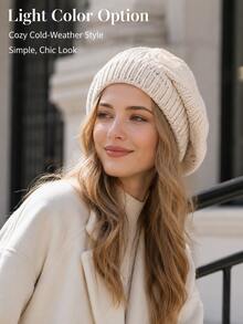 1pc Bohemian Minimalist Solid Color Beret, Autumn/Winter - Multicolor - View 5