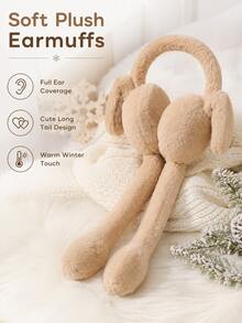 1pc Cute Plush Rabbit Ear Earmuffs, Warm And Windproof, Suitable For Students To Wear In Winter, Women's Winter Accessory - Multicolor - View 8