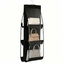 1pc Hanging Bag Organizer With Transparent Pockets, Closet Storage, Suitable For Handbags, Bags, Clothes, Pants, Shoes, Skirts, Bedroom Decor - B - View 8