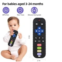 1pc Silicone Remote Control Model, Soft Silicone Teething Toy, Suitable For Toddler Boys And Girls, Christmas Gift, Baby Toy, Soothe Teething Pain, Relieve Gum Pain, Cute Pattern, Remote Control Chewing Toy, Baby Sensory Toy - Multicolor - View 3