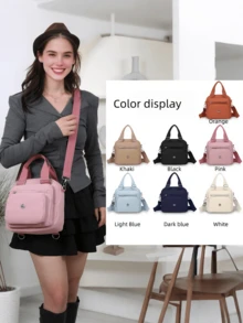 Women's Multi-Functional Compact Handbag, Convertible To Shoulder Bag And Backpack, With Adjustable Shoulder Strap, Multi-Compartment Design, Minimalist Style, Suitable For Moms - Multicolor - View 5