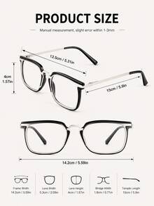 Fashion Square Reading Glasses For Men Women, Metal & TR Mixed Frame, Lightweight Comfortable Readers - White - View 8